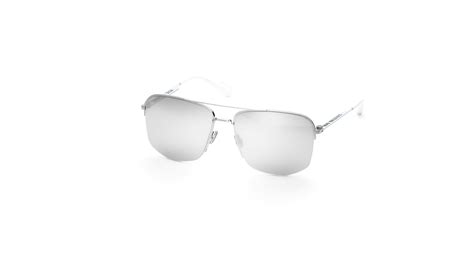 Dior180 Silver Metal Navigator Sunglasses with White Temples